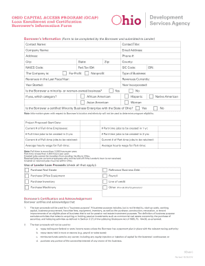 Borrower&#039;s Information Form Ohio Department of Development
