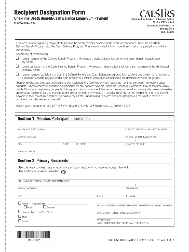 CalSTRS Cash Balance Benefits Booklet Human Ohlone College  Form