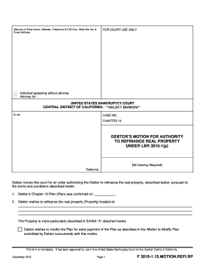 CENTRAL DISTRICT of CALIFORNIA **SELECT DIVISION**  Form