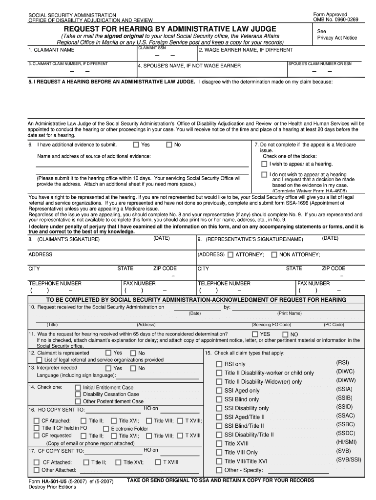  Request for Hearing Form 2015