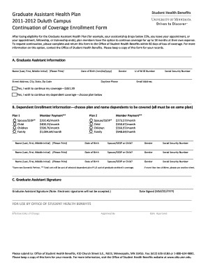 Continuation of Coverage Enrollment Form Shb Umn