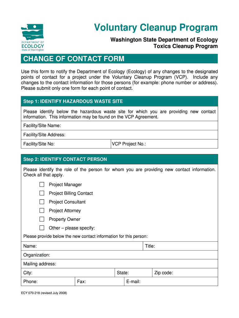 Voluntary Cleanup Program Fortress Wa  Form