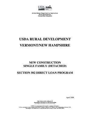 USDA RURAL DEVELOPMENT VERMONTNEW HAMPSHIRE Rurdev Usda  Form