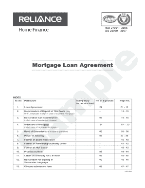 Mortgage Loan Agre RHFLJan13 Reliance Home Finance  Form