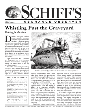 Whistling Past the Graveyard Schiff&#039;s Insurance Observer  Form