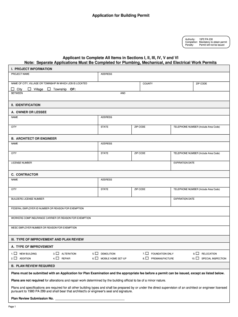 Permit Application for Grand Rapids Mi  Form