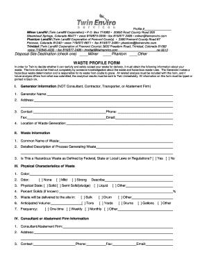 Waste Profile Template  Form