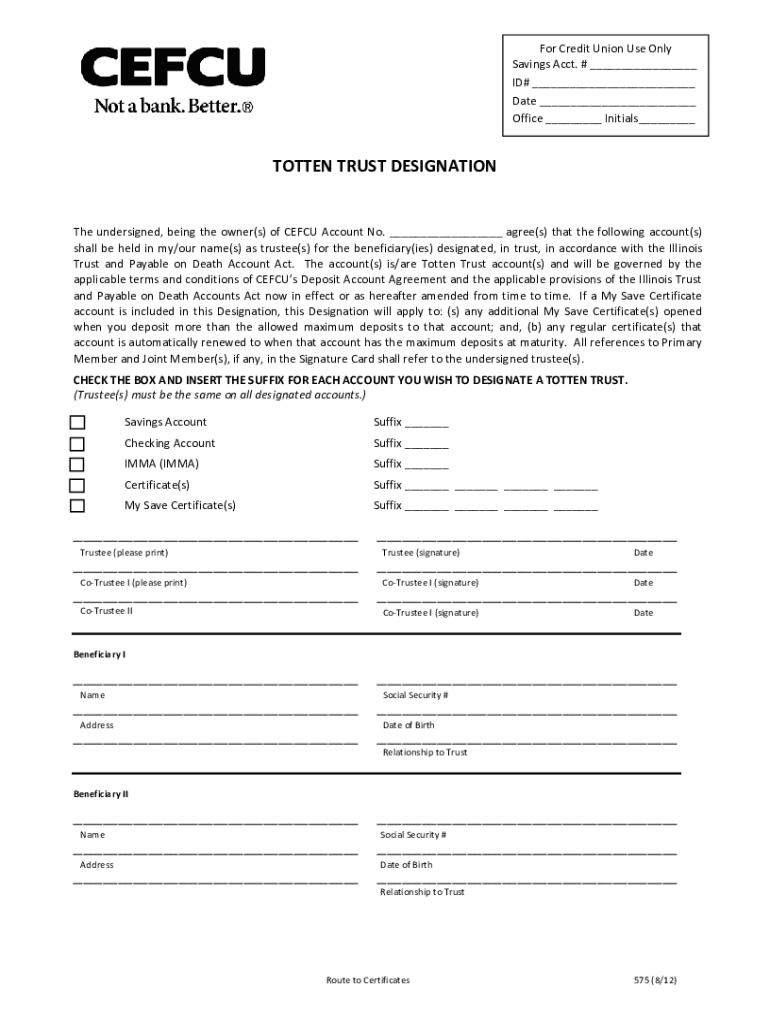 Get and Sign Totten Trust 2012-2022 Form