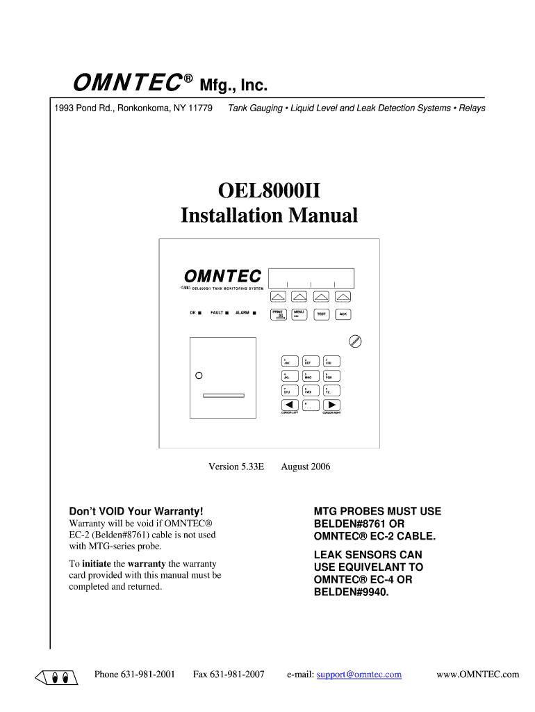 Omntec Oel8000ii Troubleshooting  Form