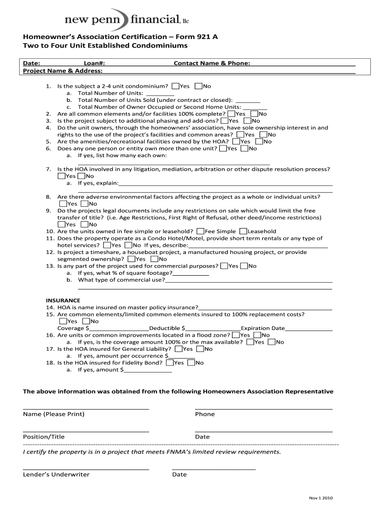 Condo Certification Form