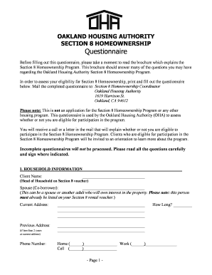 Printable Section 8 Application Form