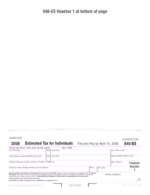 Estimated Tax for Individuals California Form 540 ES