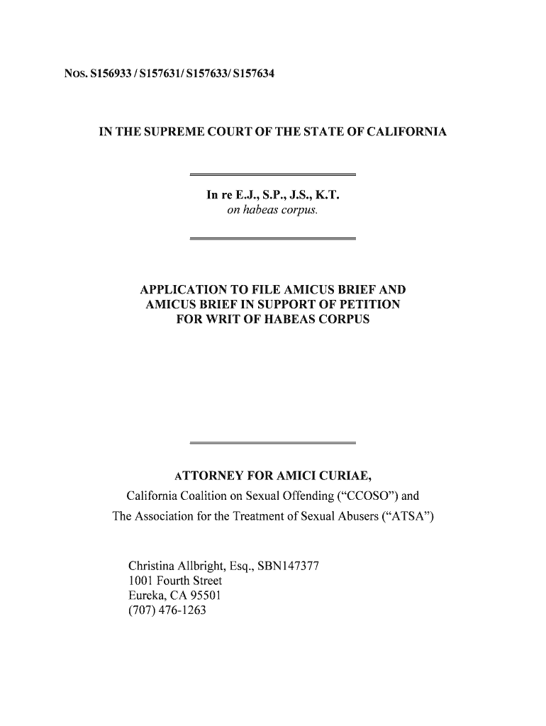 Amicus Brief Association for the Treatment of Sexual Abusers  Form