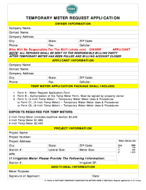 Otay Water District Temporary Meter Application Form