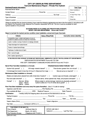 Fire Hydrant Flow Test Report Form