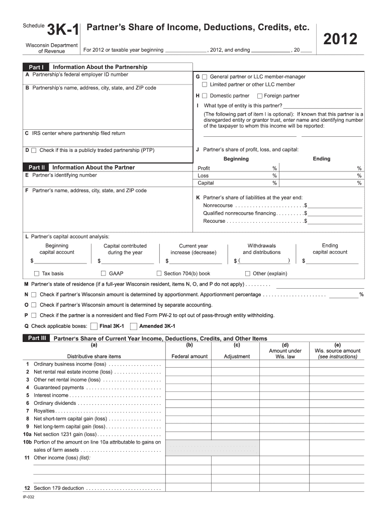  Wi Schedule 3k 1  Form 2012