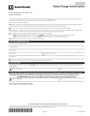 Td Ameritrade Name Change  Form