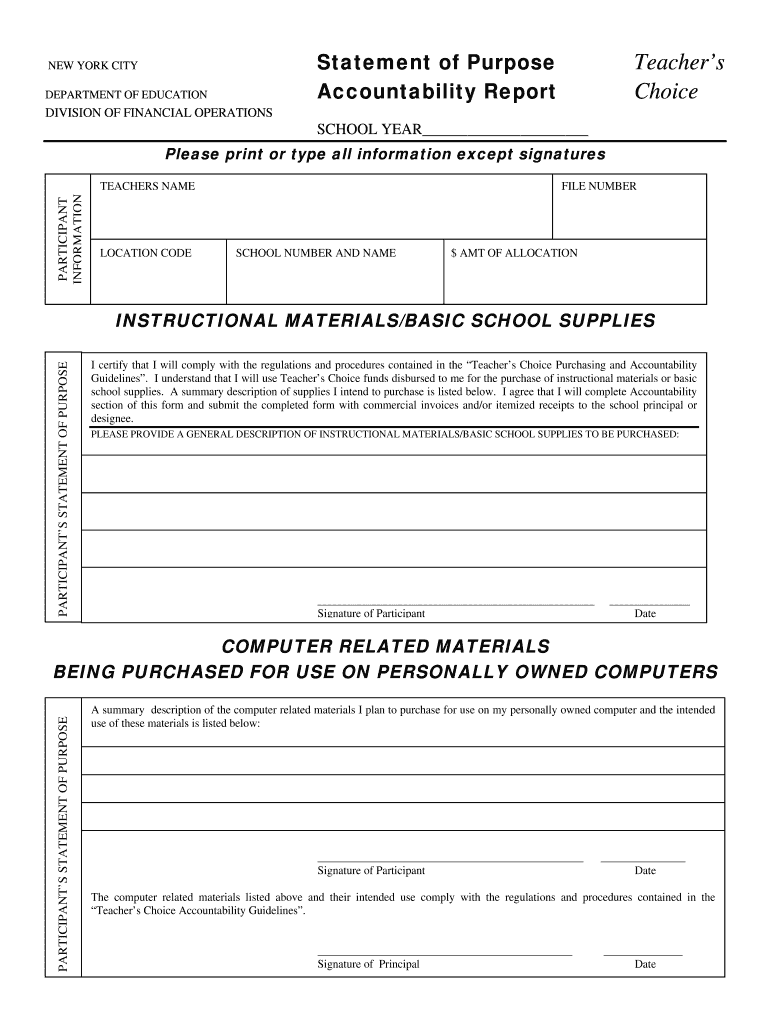 Choice Accountability Form