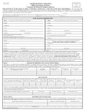 West Virginia Commercial Business Property Return  Form