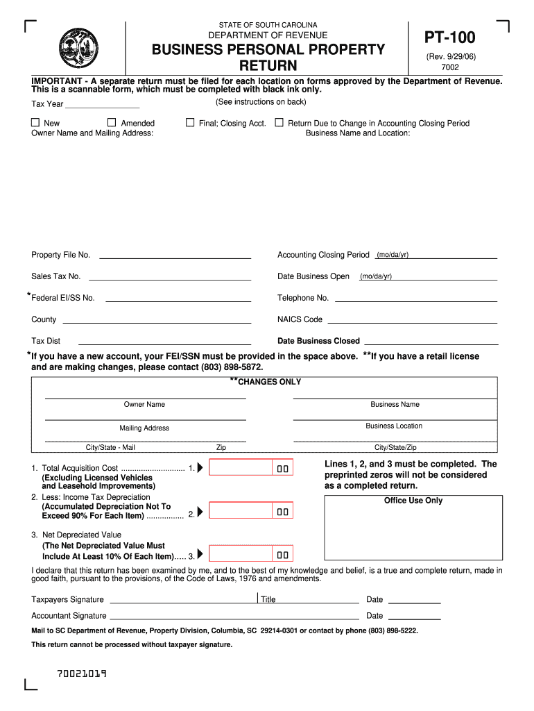  South Carolina Form Pt 100 2016