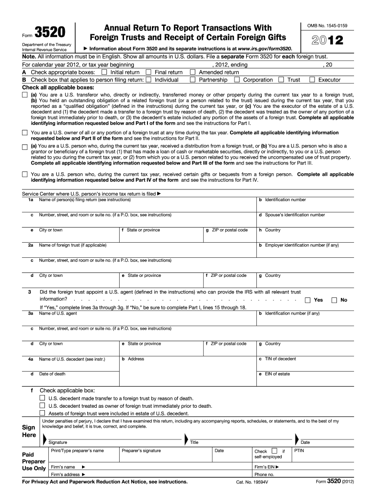  Gifts from Foreign PersonInternal Revenue Service IRS Gov 2012