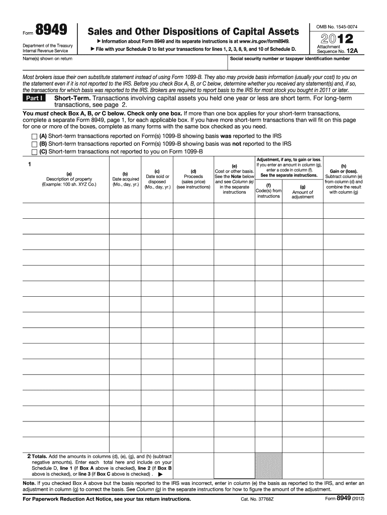  8949 Form 2012