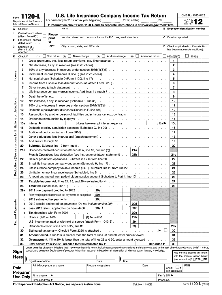  1120 L  Form 2012