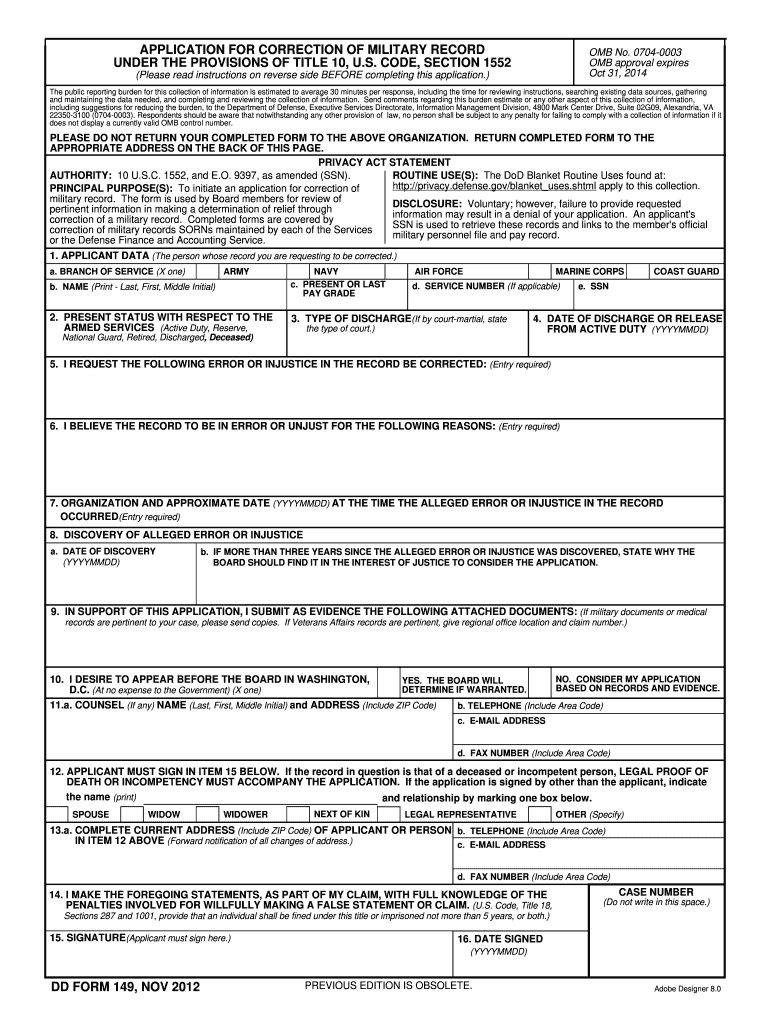  Dd 149 Form 2019