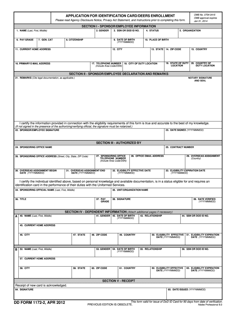  Dd1172 Form 2020-2024