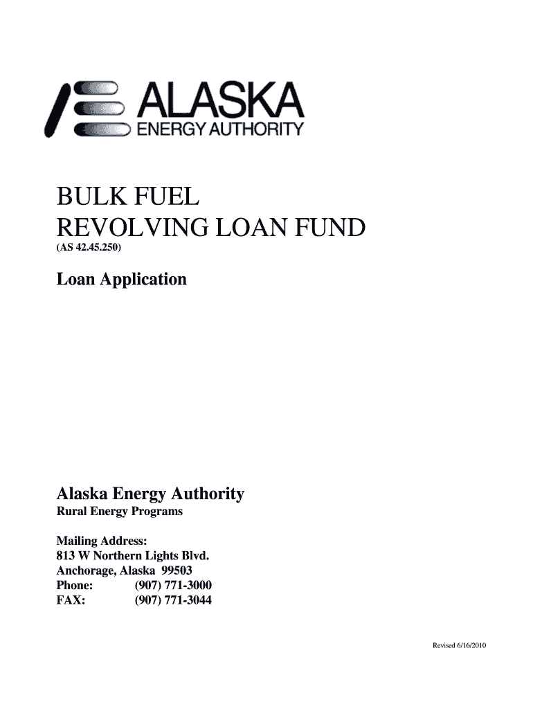 Bulk Fuel Loan Application Packet  Form