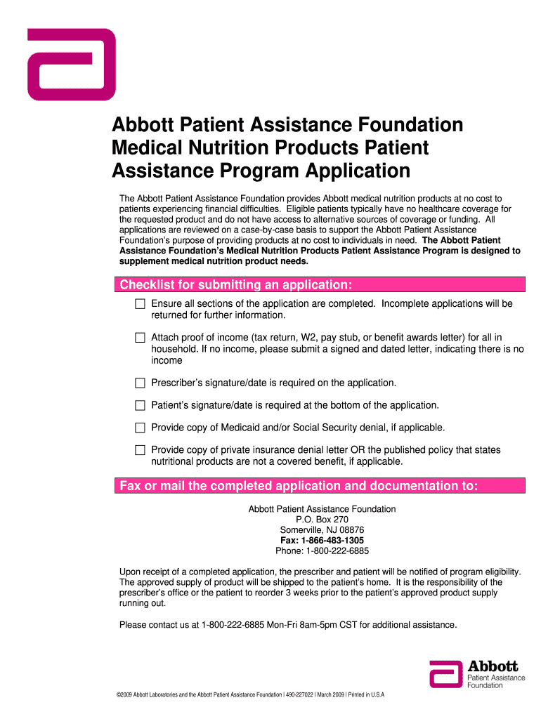 Abbott Patient Assistance Program  Form