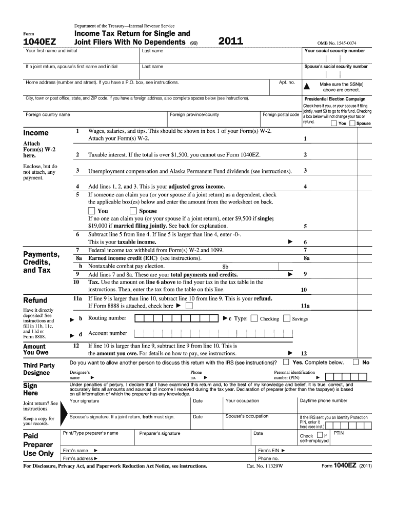  1040ez Form 2011