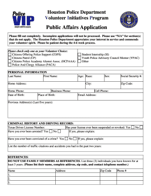 Texas Police  Form