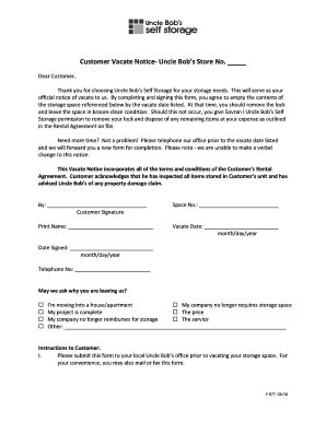 Storage Unit Eviction Notice Template  Form