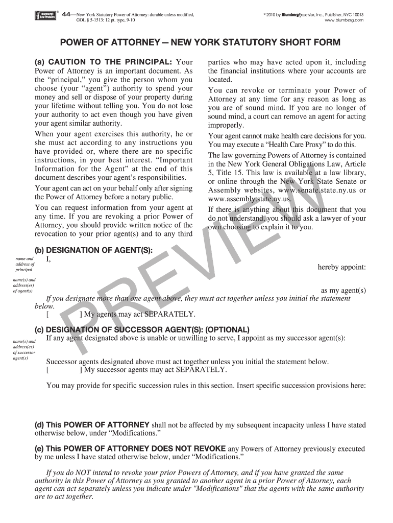 Bloomberg Poa Short Form