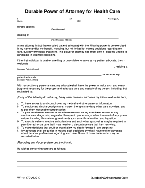 Printable Durable Healthcare Power of Attorney Florida  Form