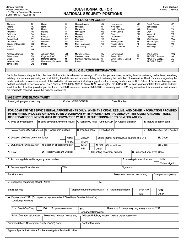  Sf 86  Form 2010