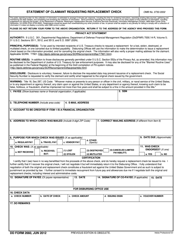  Dd Form 2660 2012