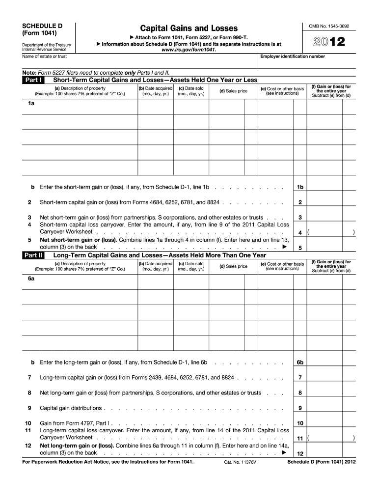  1041 Schedule D Form 2012