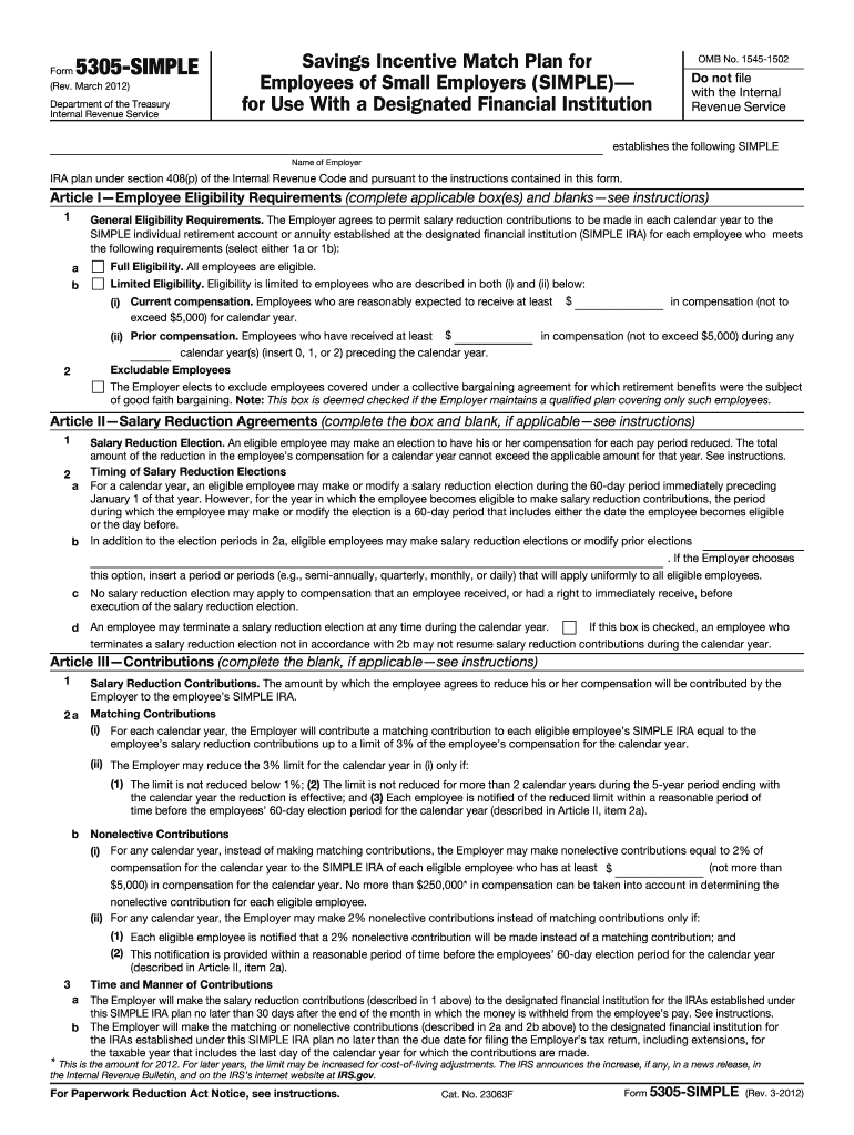 5305-SIMPLE form