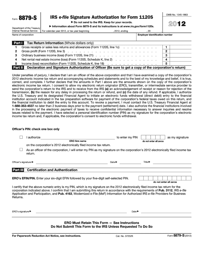  Form 1120S IRS Gov 2012