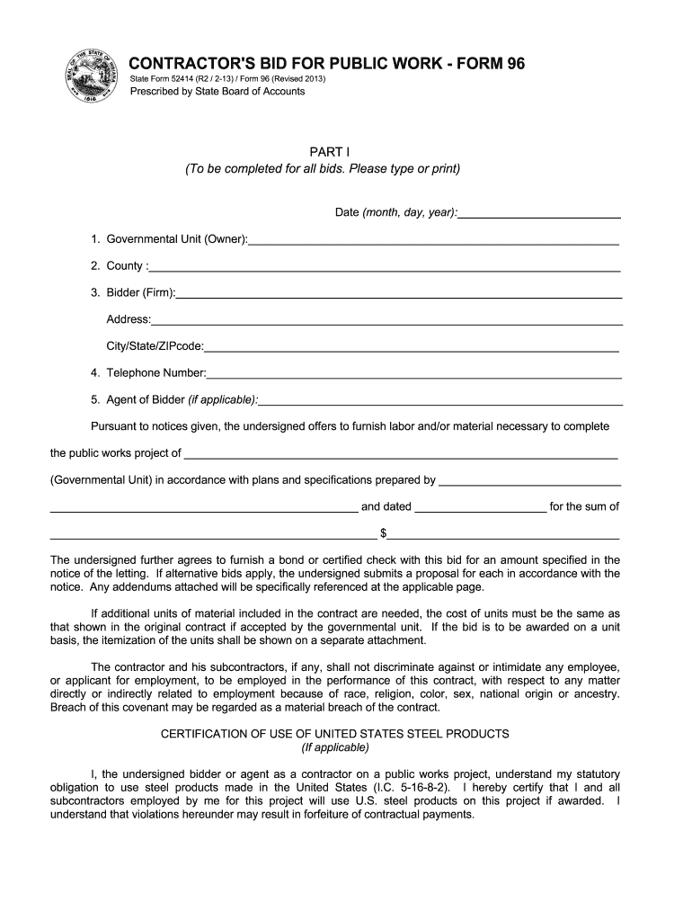  Indiana Form 96 2013-2024