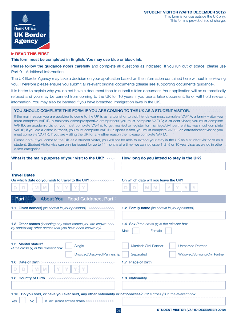  Uk Visa Application Form Download PDF 2012-2024