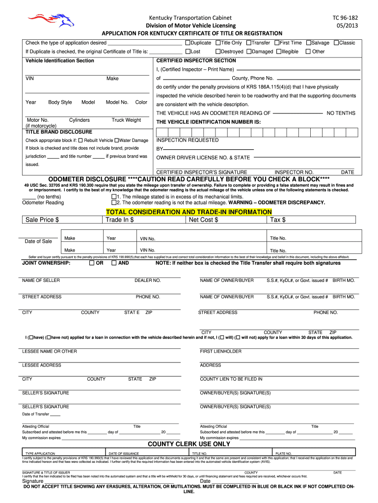 Get and Sign Tc 96 182  Form 2012