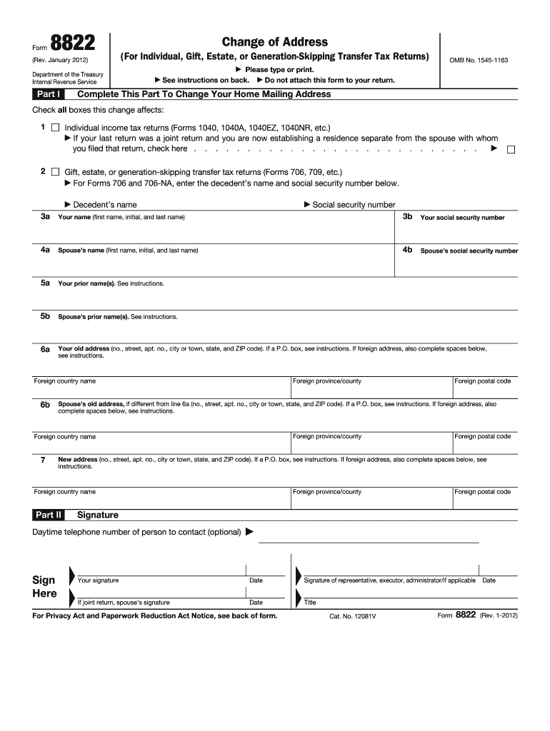  Irs Address Form 2012