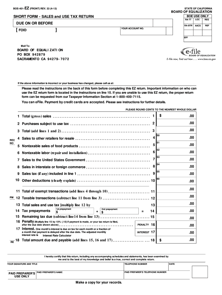  Boe Form 401ezpdffillercom 2013