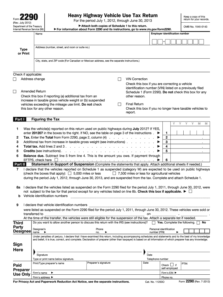  2290 Form 2012