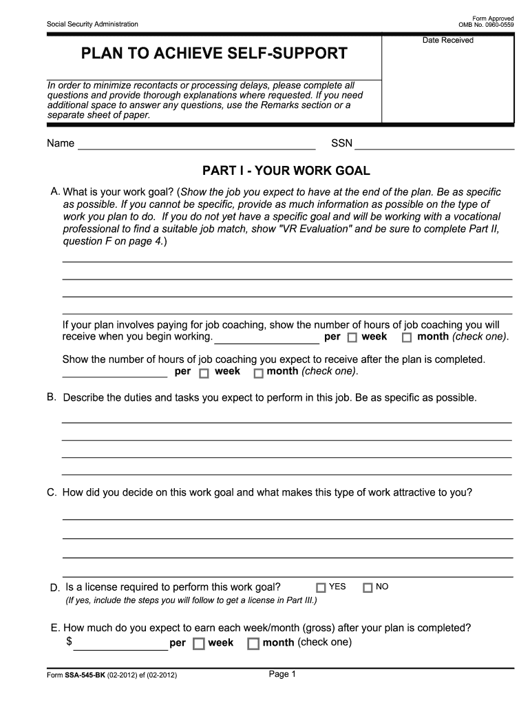  Ssa 545 Bk  Form 2012