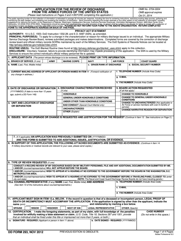 Dd Form 293 2012