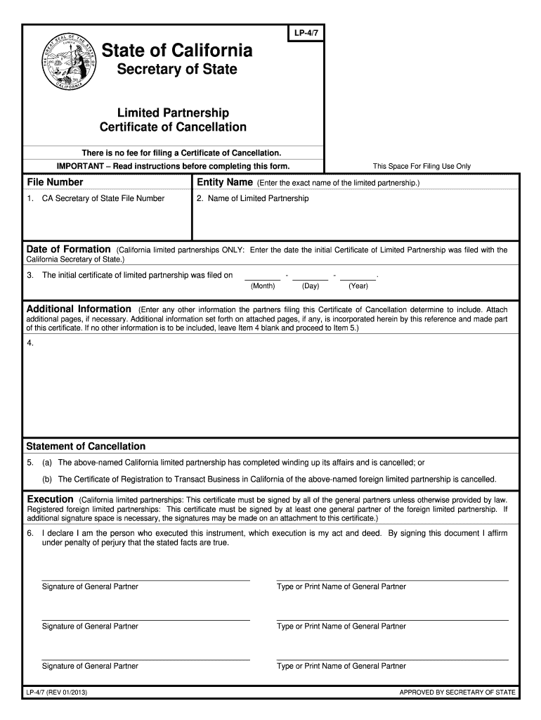  California Certificate of Trust Form 2013-2024